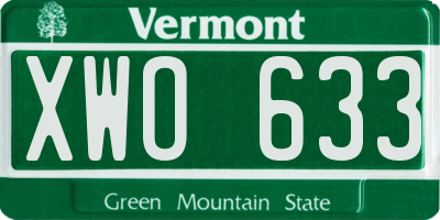 VT license plate XWO633
