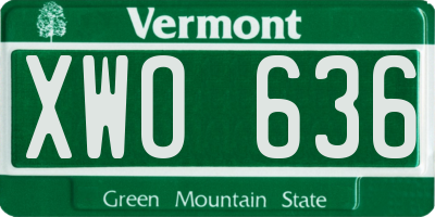 VT license plate XWO636