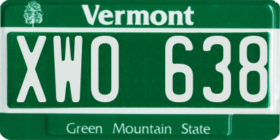 VT license plate XWO638