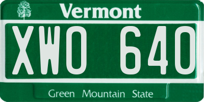 VT license plate XWO640