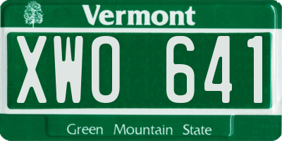 VT license plate XWO641