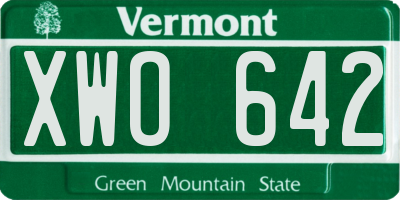 VT license plate XWO642