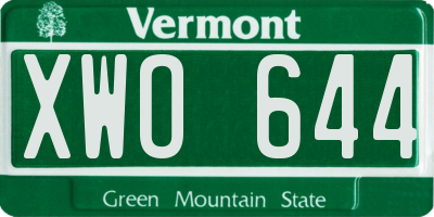 VT license plate XWO644