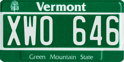 VT license plate XWO646