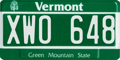 VT license plate XWO648