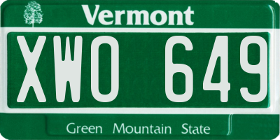 VT license plate XWO649