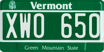 VT license plate XWO650