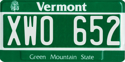 VT license plate XWO652
