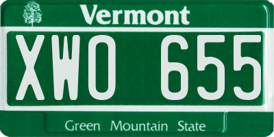 VT license plate XWO655