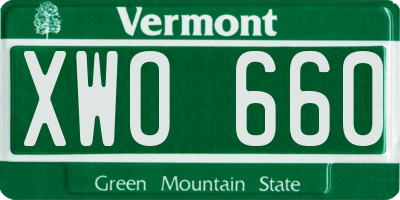 VT license plate XWO660