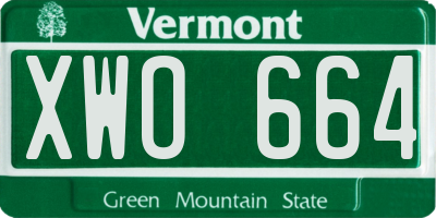 VT license plate XWO664