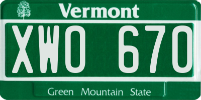 VT license plate XWO670
