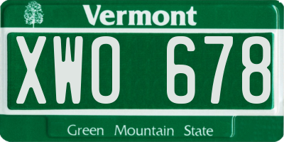 VT license plate XWO678