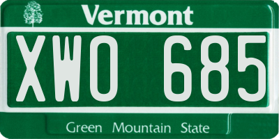 VT license plate XWO685