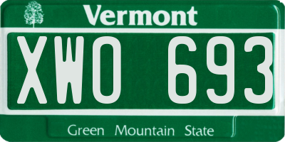 VT license plate XWO693