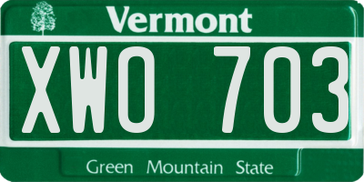 VT license plate XWO703