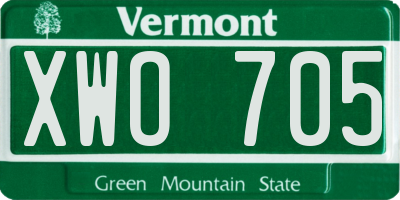 VT license plate XWO705