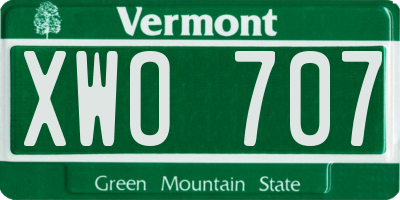 VT license plate XWO707