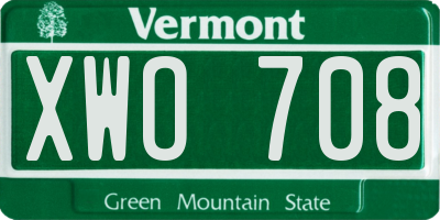 VT license plate XWO708