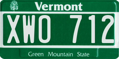 VT license plate XWO712