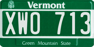 VT license plate XWO713