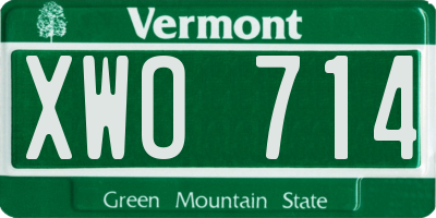 VT license plate XWO714