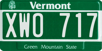 VT license plate XWO717