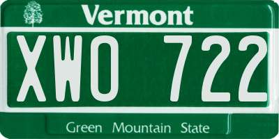 VT license plate XWO722