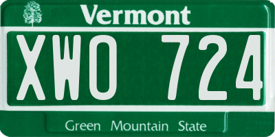 VT license plate XWO724