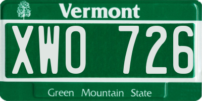 VT license plate XWO726