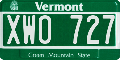 VT license plate XWO727