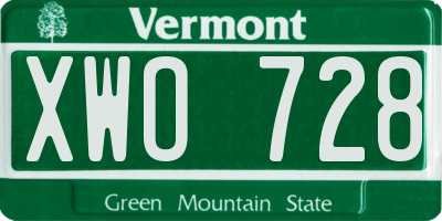 VT license plate XWO728