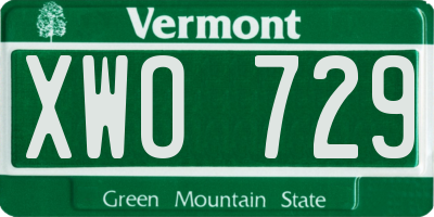 VT license plate XWO729