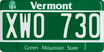 VT license plate XWO730