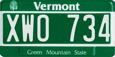 VT license plate XWO734