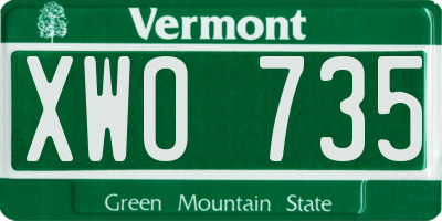 VT license plate XWO735