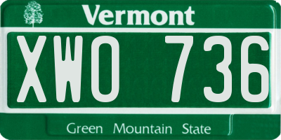 VT license plate XWO736