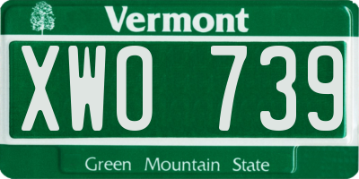 VT license plate XWO739