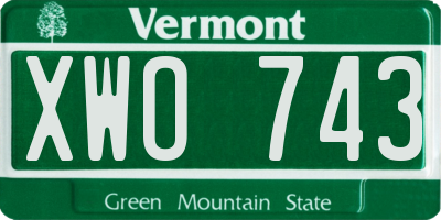VT license plate XWO743