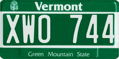 VT license plate XWO744