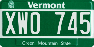 VT license plate XWO745