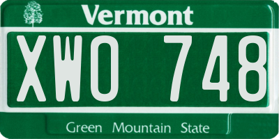 VT license plate XWO748