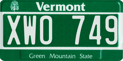 VT license plate XWO749