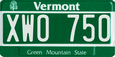 VT license plate XWO750