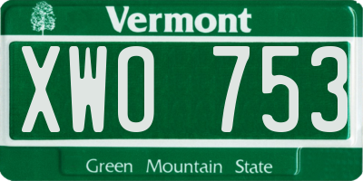 VT license plate XWO753