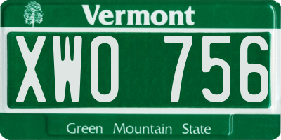 VT license plate XWO756