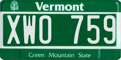 VT license plate XWO759