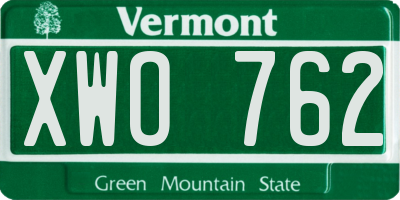 VT license plate XWO762