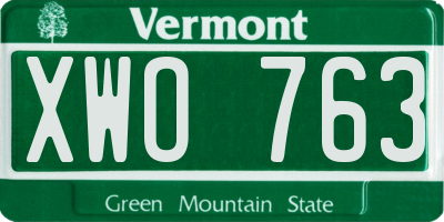 VT license plate XWO763