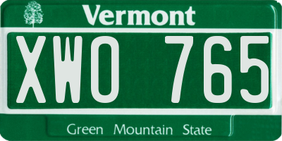 VT license plate XWO765